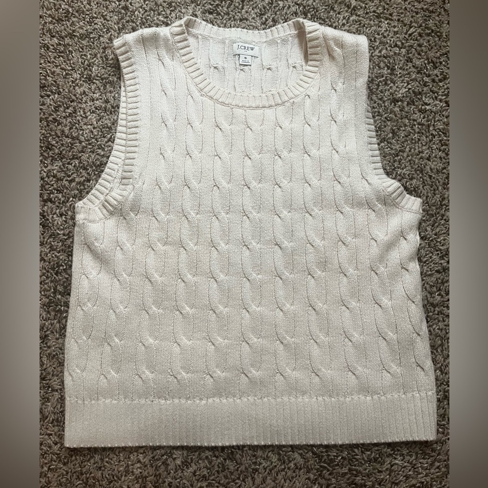 J Crew Women’s Cream Cable Knit Sweater Vest